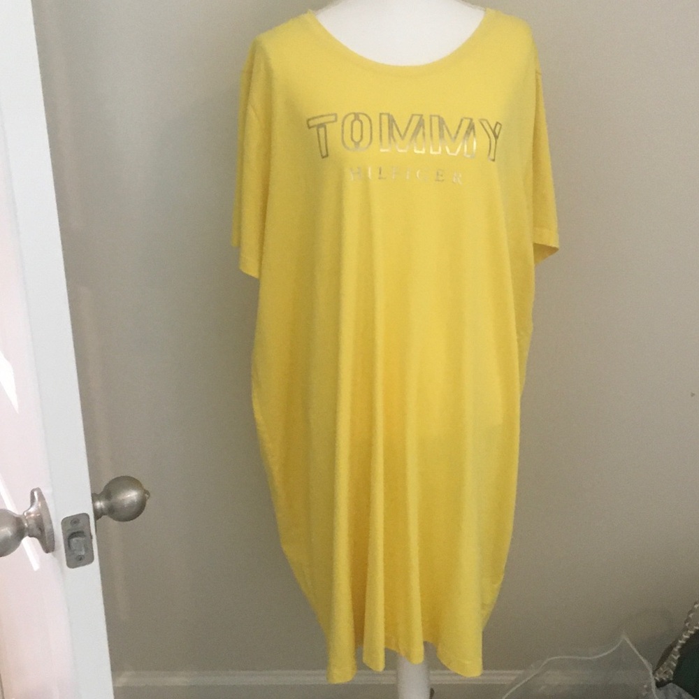 Tommy Hilfiger Bright Yellow Logo Tee Dress